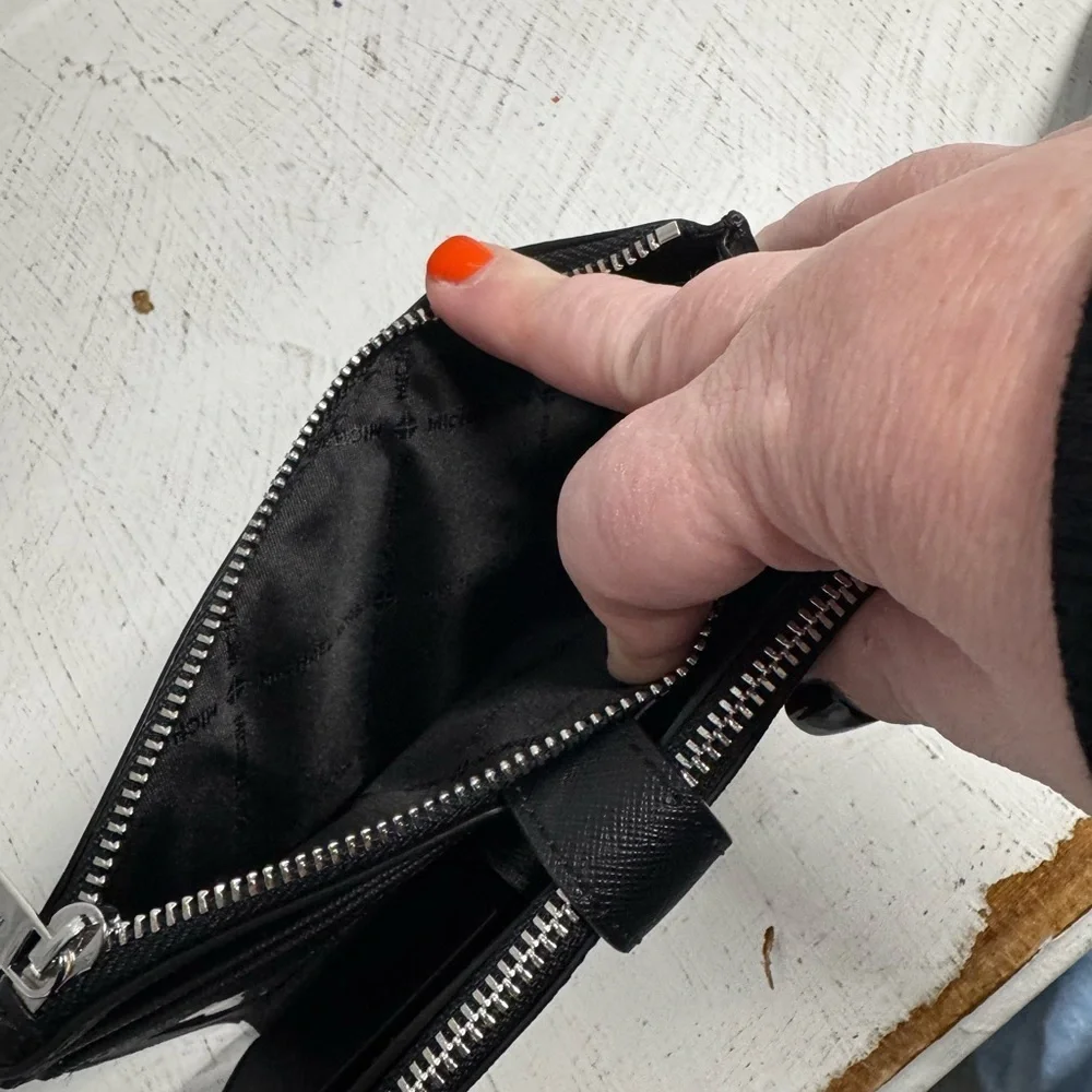 Michael Kors | Leather Double Zip Wristlet with Cell Phone Pocket in Black